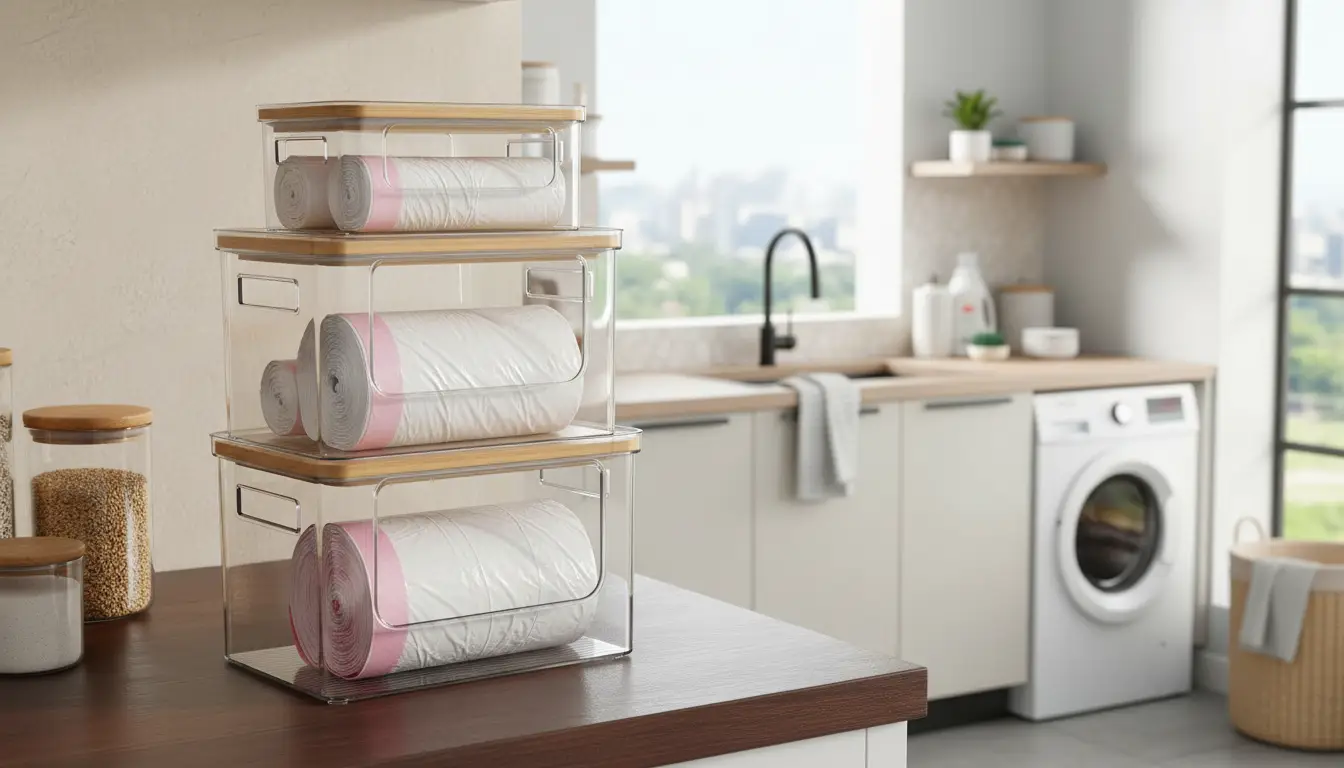 Trash Bag Holder, Stackable Garbage Bag Dispenser (7)