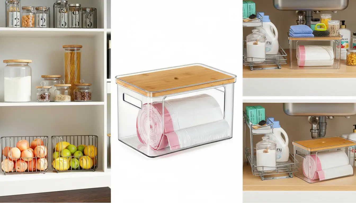 Trash Bag Holder, Stackable Garbage Bag Dispenser (8)